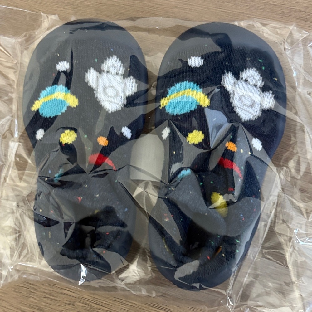 Kids Space-Themed Black and White Shoes